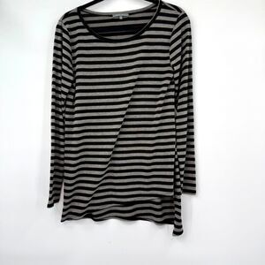 Retro-ology Women's M Gray Black Stripe Asymmetrical Tunic Art to Wear Classic